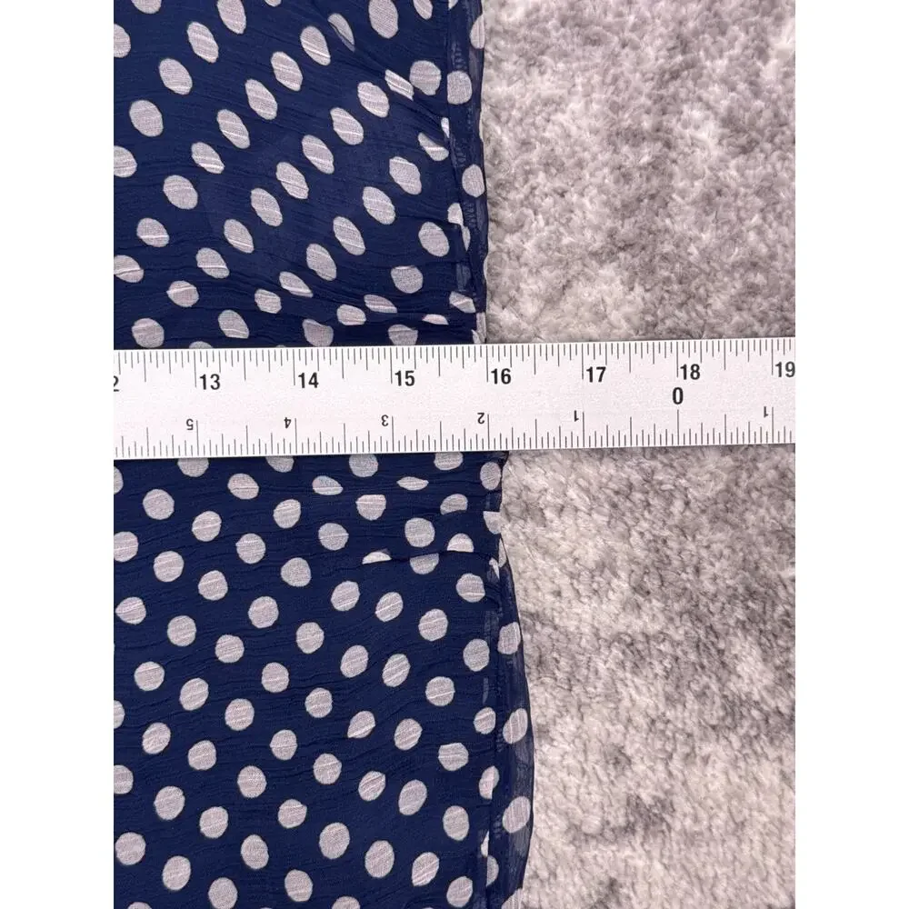 New J Crew Collection Skirt 12 Womens Chiffon Blue Polka Dot Midi Ruffle